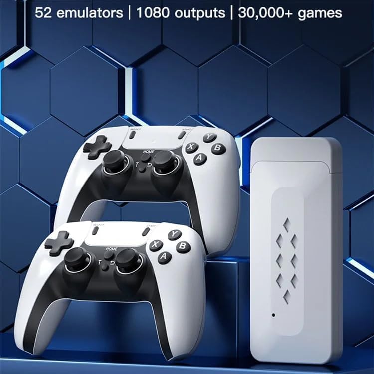 M22 Game Stick Console  30,000+ Preloaded Modern & Retro Games  64GB TF Card  2.4G Wireless Dual Controllers  1080p HDMI Plug & Play for TV  Supports 52+ Emulators