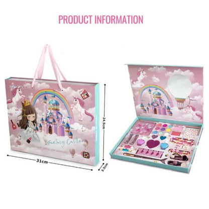Beauty Set for Girls Makeup Set Makeup Set for Kids Real Makeup Plus Nail Art Set and Bracelets with Earrings Ring Gift Toys Kids Makeup Kit - Pink