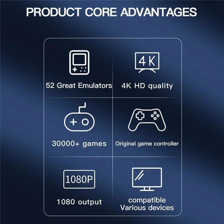 M22 Game Stick Console  30,000+ Preloaded Modern & Retro Games  64GB TF Card  2.4G Wireless Dual Controllers  1080p HDMI Plug & Play for TV  Supports 52+ Emulators