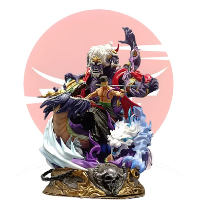 Zoro Asura Action Figure Statue 20Cm 3 Headed Demon Transformation Replaceable Heads One Piece Premium Anime Action Figure High-Detail Roronoa Zoro Figure For Gifts, PVC & Resin,Multicolour