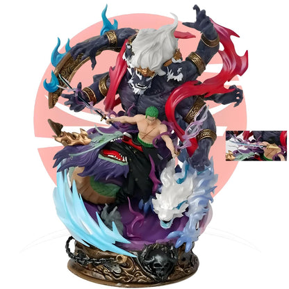 Zoro Asura Action Figure Statue 20Cm 3 Headed Demon Transformation Replaceable Heads One Piece Premium Anime Action Figure High-Detail Roronoa Zoro Figure For Gifts, PVC & Resin,Multicolour