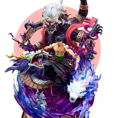 Zoro Asura Action Figure Statue 20Cm 3 Headed Demon Transformation Replaceable Heads One Piece Premium Anime Action Figure High-Detail Roronoa Zoro Figure For Gifts, PVC & Resin,Multicolour