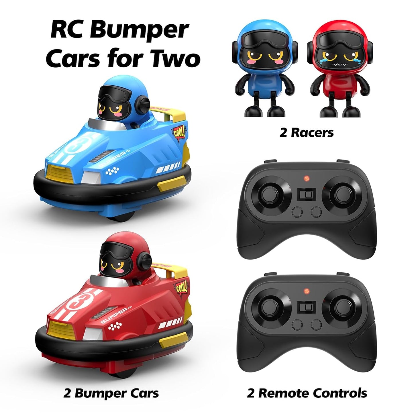 Toddlers Remote Control Bumper Cars for Kids, Boys RC Ejecting Bumper Cars Set of 2 Players