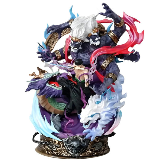 Zoro Asura Action Figure Statue 20Cm 3 Headed Demon Transformation Replaceable Heads One Piece Premium Anime Action Figure High-Detail Roronoa Zoro Figure For Gifts, PVC & Resin,Multicolour