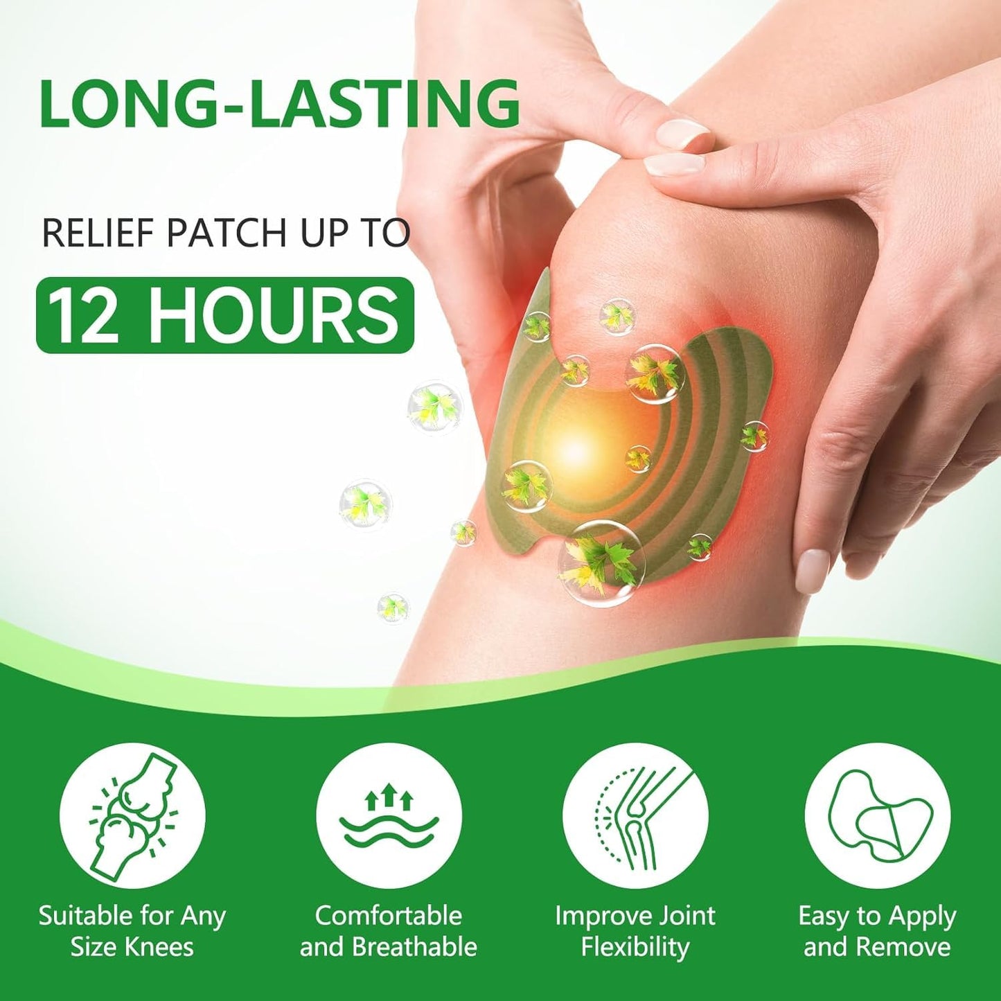 Herbal Knee Pain Relief Patches Arthritis Inflammation Patch Sticker | Instant Relief from Knee Pain | Joint Knee Pain Relief Products Natural Wormwood Extract Patch for Knee (20 Pieces)