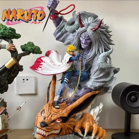 29cm Naruto Minato vs 9 Tails Kurama Battle PVC Action Figure Collectible Statue